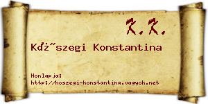 Kőszegi Konstantina névjegykártya